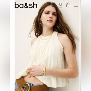 Revolve ba&sh SERRES Openwork knit tank top Sleeveless blouse w/ detail cream 0